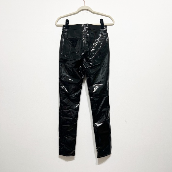 Rag & Bone Faux Vegan Patent Leather Mid Rise Skinny Pants Shiny Black 25 - Picture 4 of 4